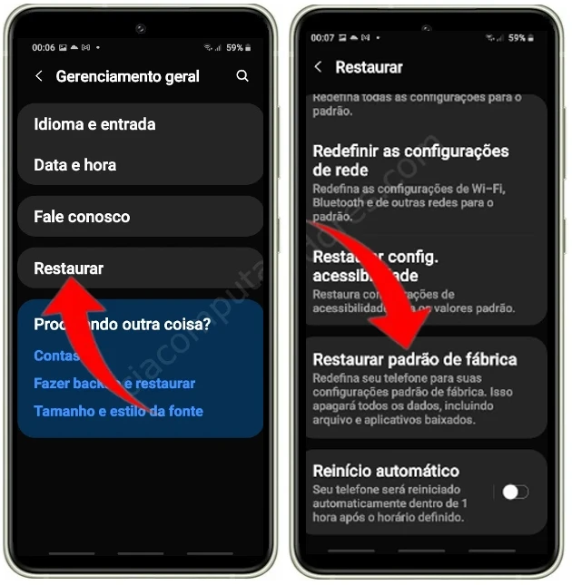 Como formatar o Samsung Galaxy S21 FE 5G pelas configurações?