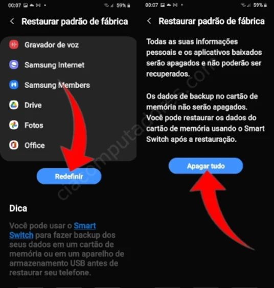 Como formatar o Samsung Galaxy Tab A7 Lite pelas configurações?