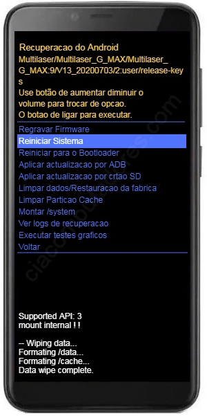 Formatar Multilaser G Max usando os botões