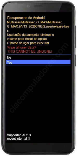 Formatar Multilaser G Max usando os botões