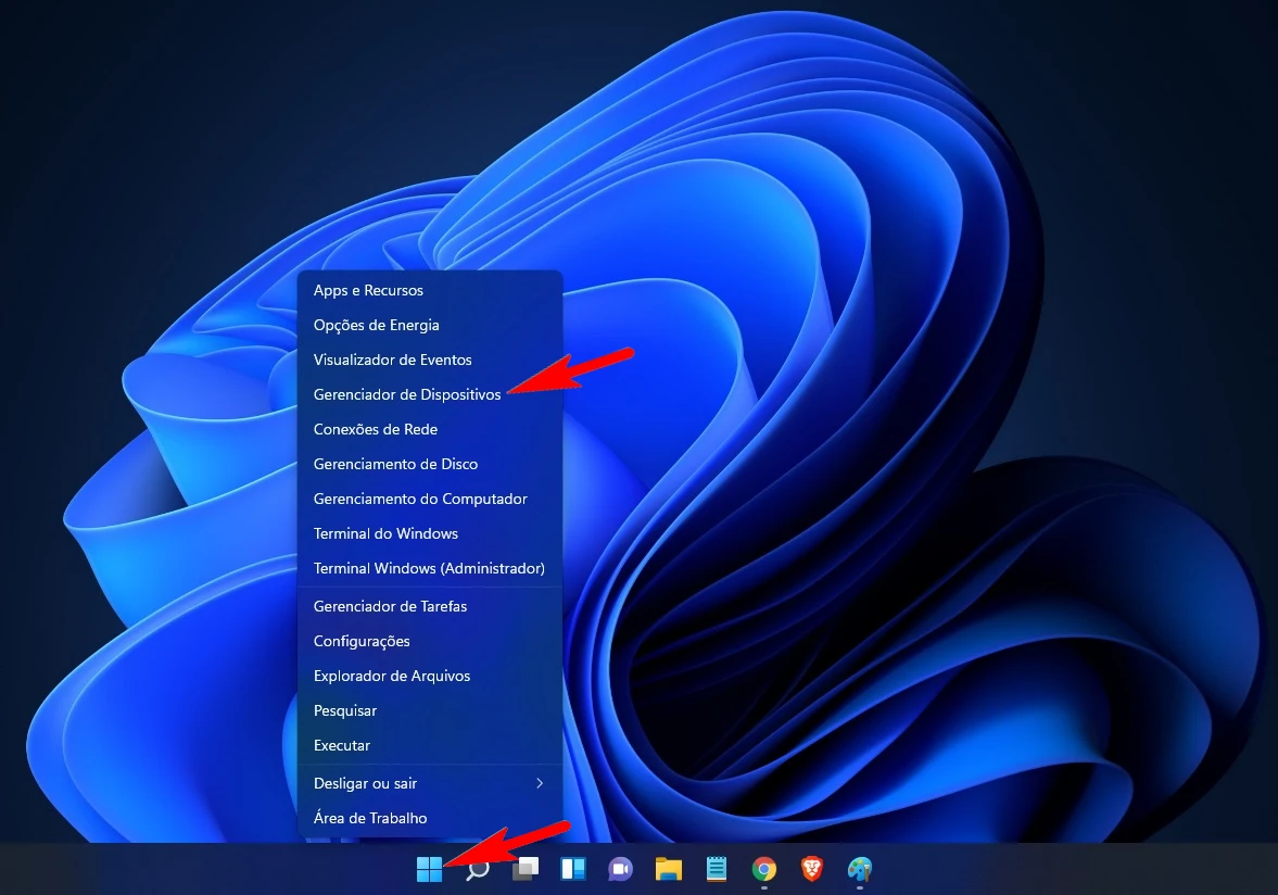 Como acessar o Gerenciador de Dispositivos através do menu de inicialização rápida?