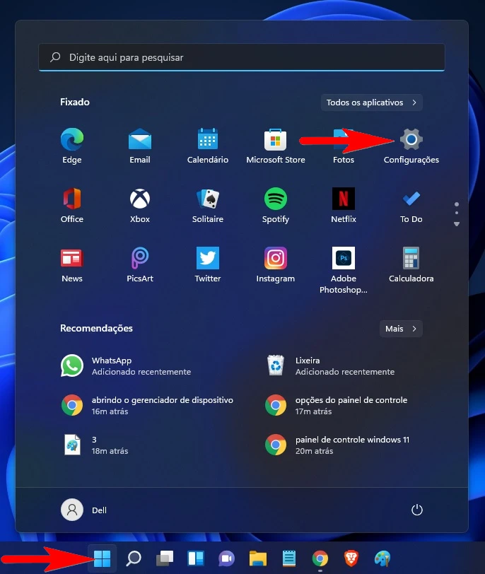 Como acessar o Gerenciador de Dispositivos através das Configurações?