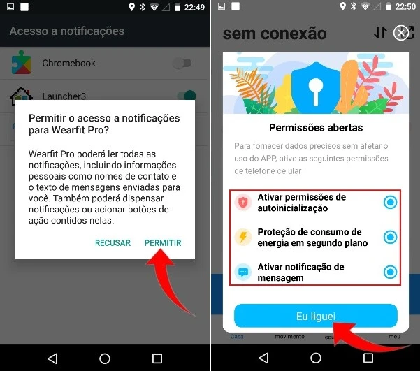 Emparelhando o smartwatch HW16 com o celular.