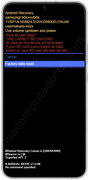 Como formatar o Samsung Galaxy S22 pelo modo de recuperação?