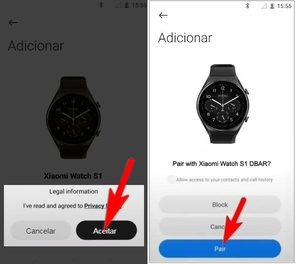 Emparelhando o Xiaomi Watch S1 / S1 Active com celular