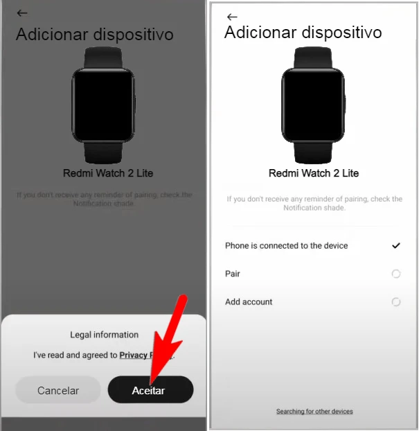 Conectar o Redmi Watch 2 Lite com o celular
