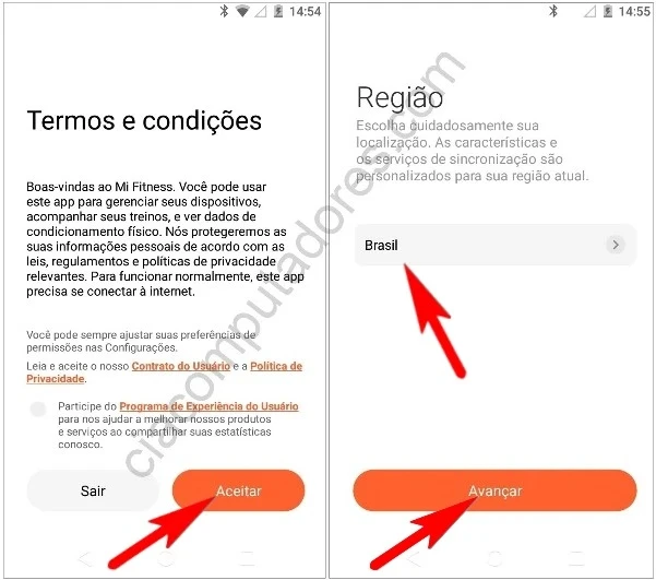 Configurando o aplicativo Mi Fitness no celular