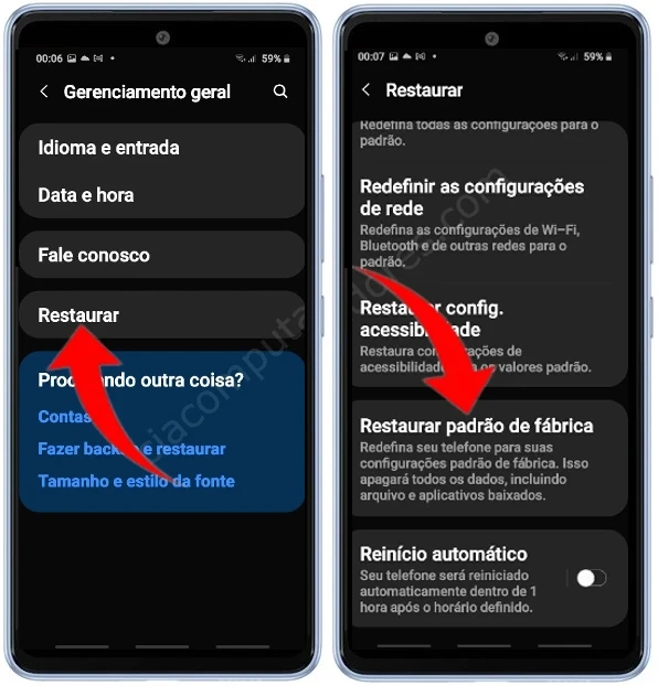 Como formatar o Samsung Galaxy A53 5G pelas configurações?