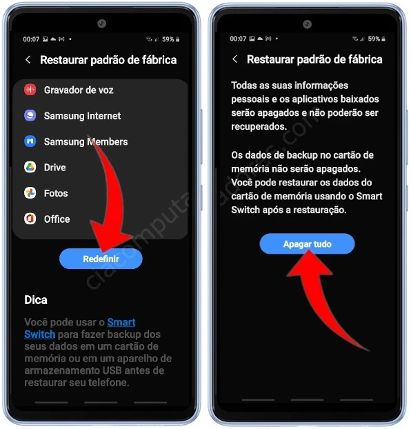 Como formatar o Samsung Galaxy A53 5G pelas configurações?