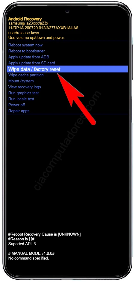 Como formatar o Samsung Galaxy A23 (Modo de recuperação)