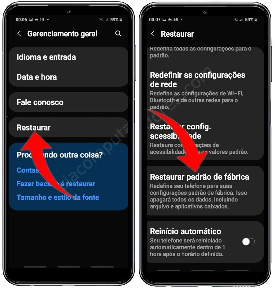 Como formatar o Samsung Galaxy A23 pelas configurações?
