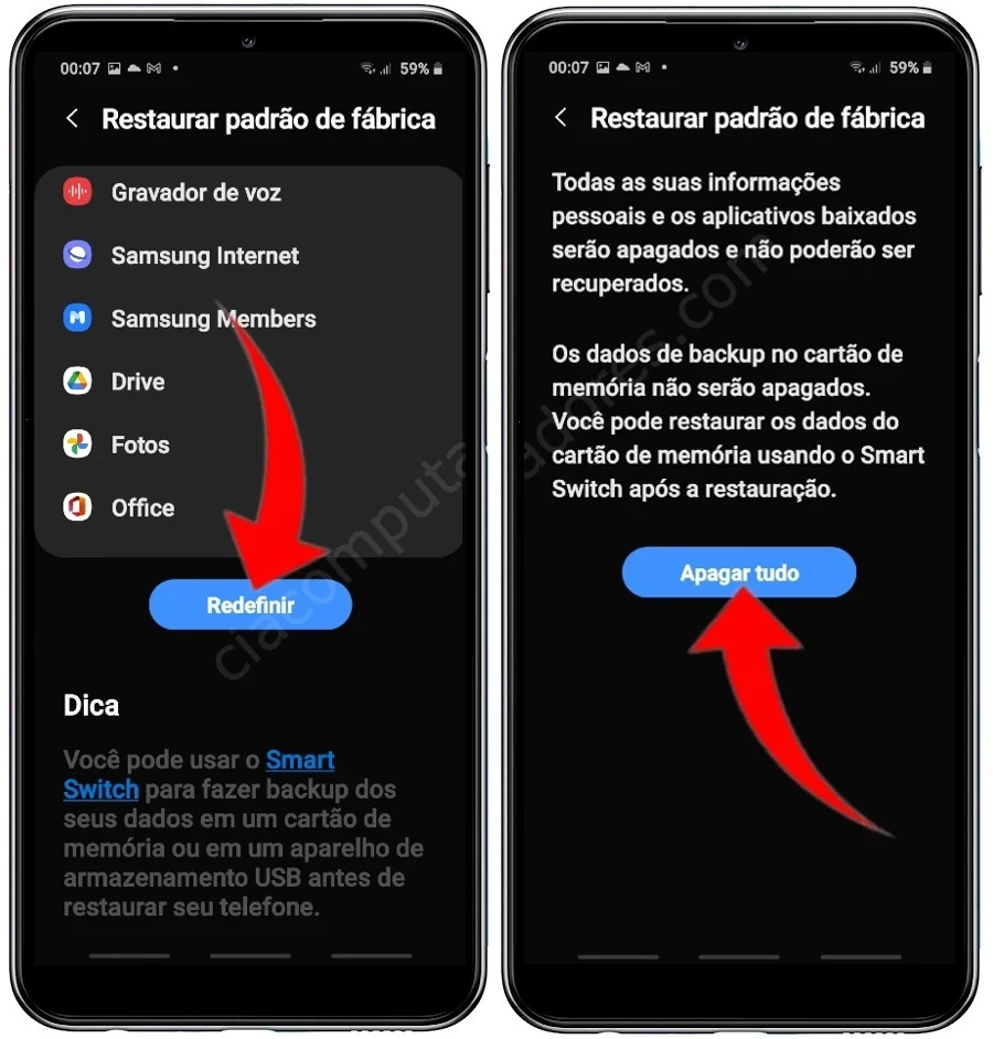 Como formatar o Samsung Galaxy A23 pelas configurações?