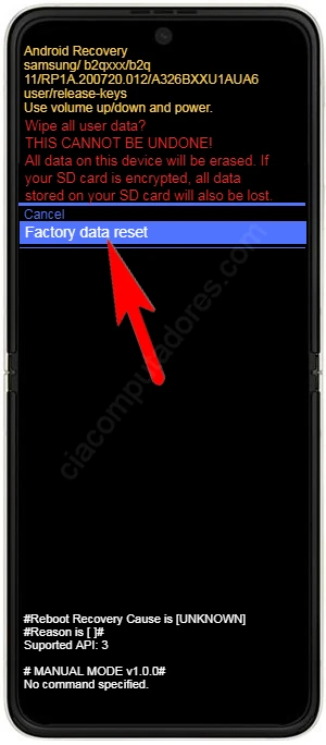 Como formatar o Samsung Galaxy Z Flip 3 5G pelo modo de recuperação?