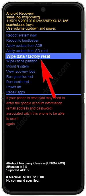 Como formatar o Samsung Galaxy Z Flip 3 5G pelo modo de recuperação?