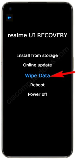 Como formatar o Realme 9 5G pelos botões (desligado)?