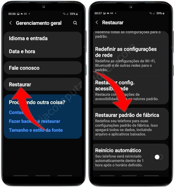 Como formatar o Samsung Galaxy A03 Core pelas configurações?