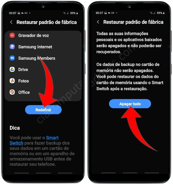 Como formatar o Samsung Galaxy A03 Core pelas configurações?