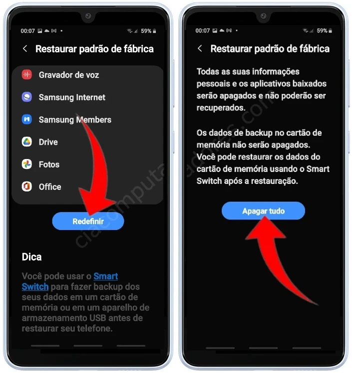 Como formatar o Samsung Galaxy A33 5G pelas configurações?