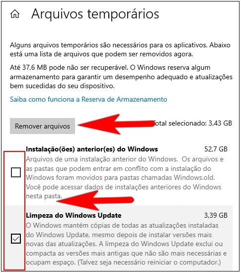 Como excluir arquivos temporários acessando as configurações do Windows 10?