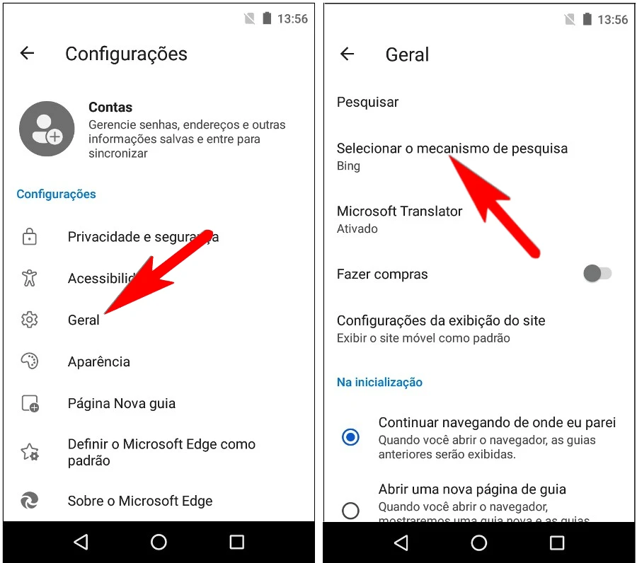 Como mudar o mecanismo de pesquisa do Microsoft Edge?