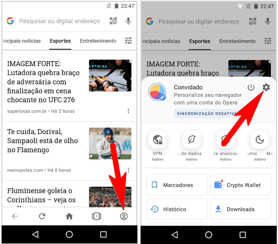 Como mudar o mecanismo de pesquisa do Opera?