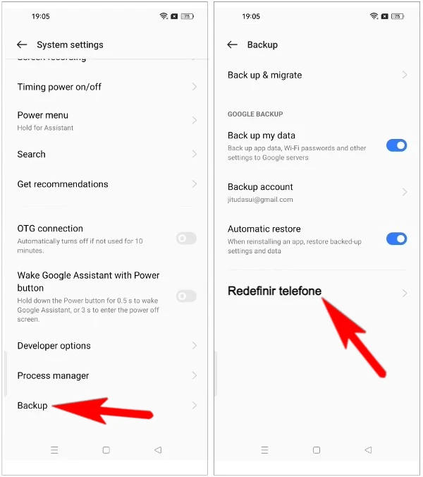 Como formatar o Realme 9 5G pelas configurações?