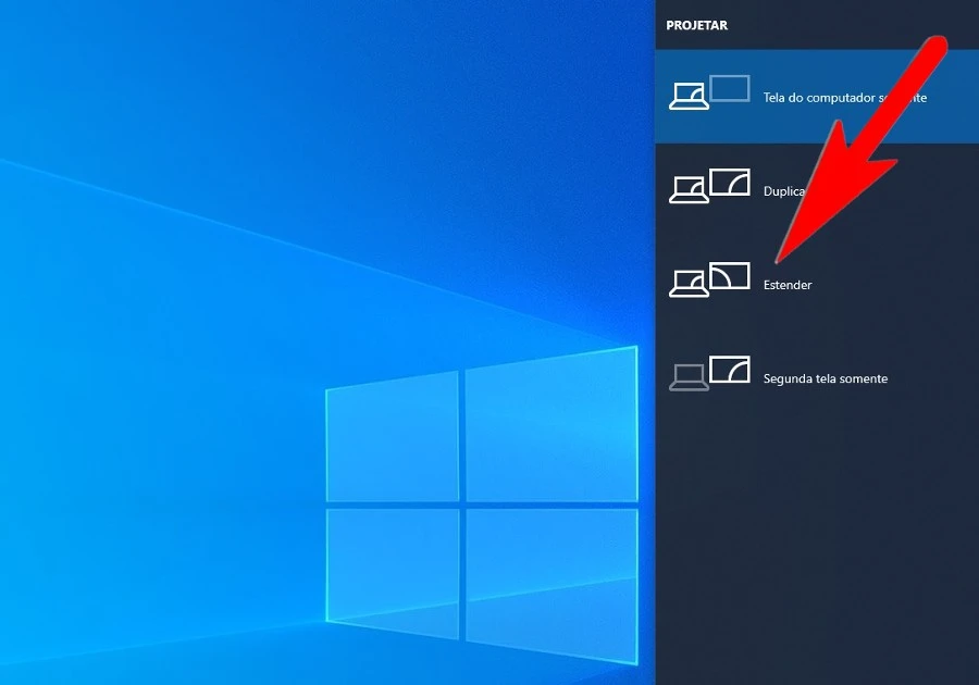 Habilitando o modo Estender no Windows 10