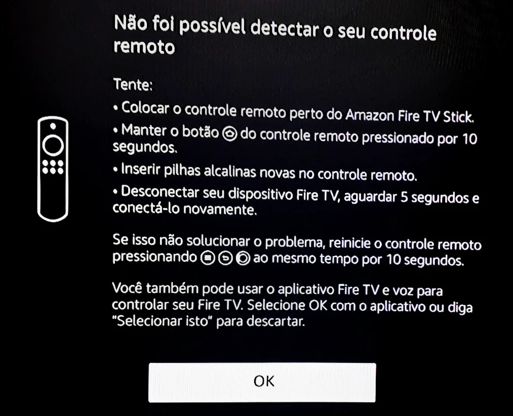 Como reiniciar o controle remoto do Fire TV Stick?