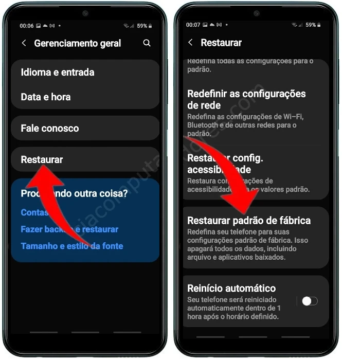 Como formatar o Samsung Galaxy M13 pelas configurações?