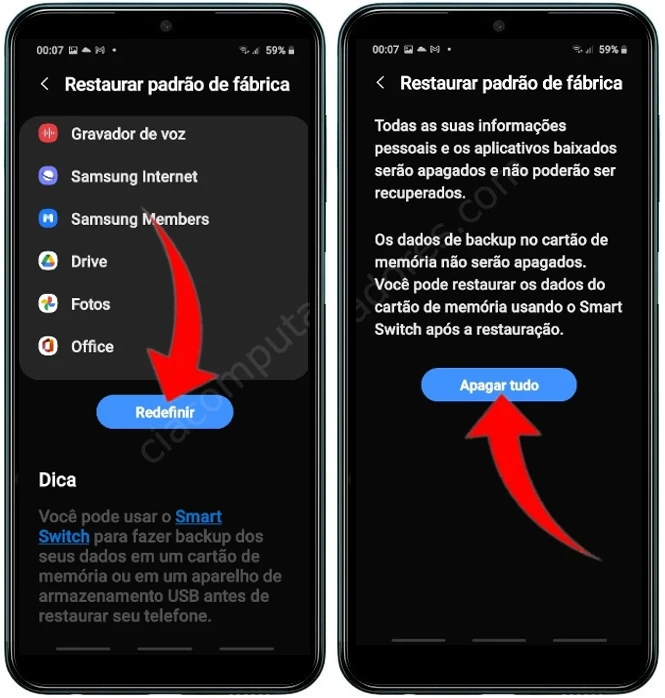Como formatar o Samsung Galaxy M13 pelas configurações?