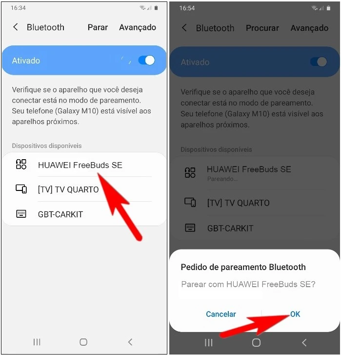 Como emparelhar os fones Huawei FreeBuds SE no Android ou iOS?