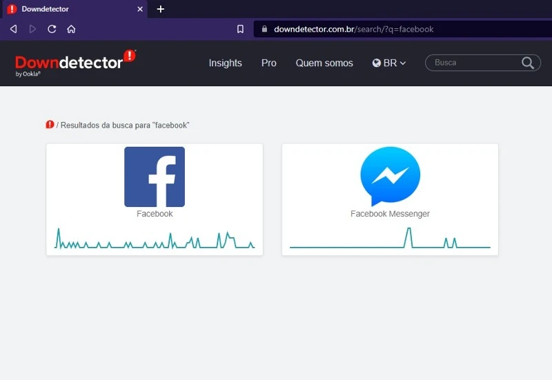 Verifique se o Facebook realmente está online