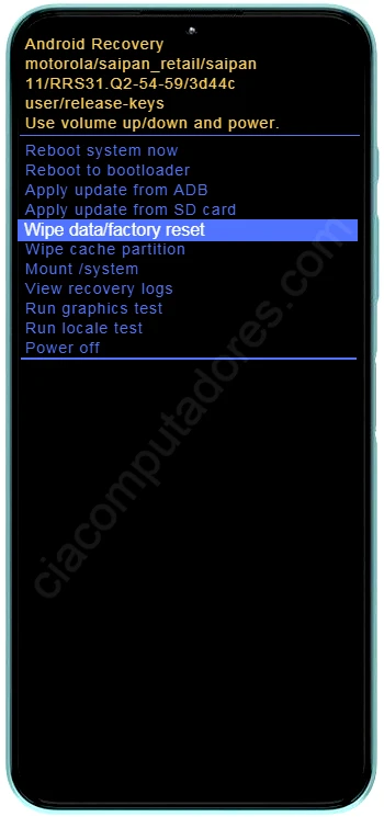 Como formatar Motorola Moto G50 5G pelo modo de recuperação?