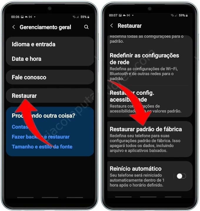 Como formatar o Samsung Galaxy M33 5G pelas configurações?