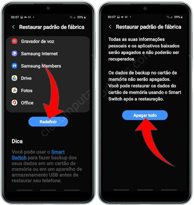Como formatar o Samsung Galaxy M33 5G pelas configurações?