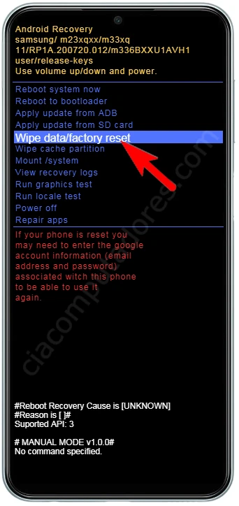 Como formatar o Samsung Galaxy M33 5G pelo modo de recuperação?
