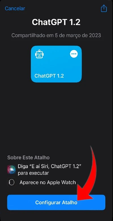 Configurando o atalho do ChatGPT no iPhone