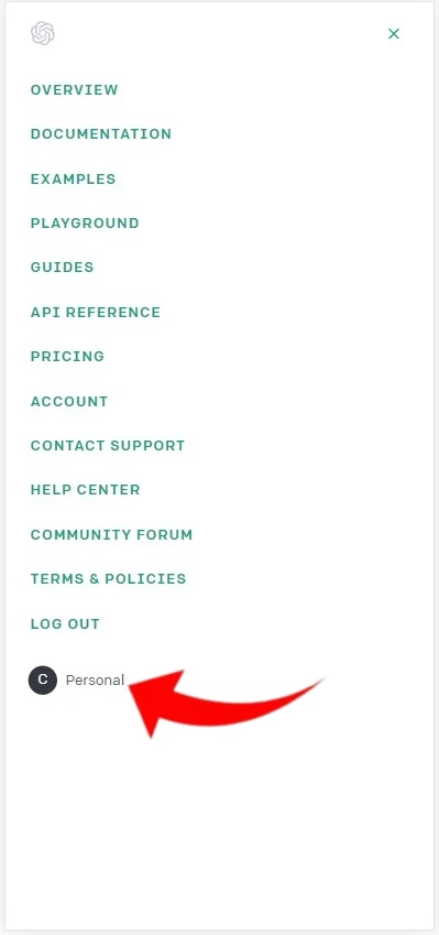 Criando uma chave API no site OpenAI