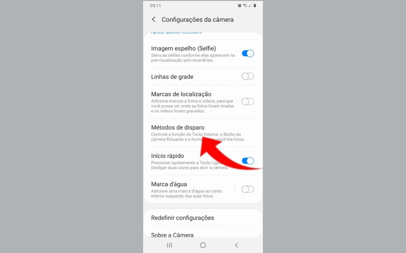 Como ativar o botão flutuante da câmera?