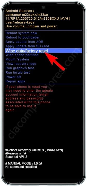 Como formatar o Samsung Galaxy M34 5G pelo modo de recuperação?
