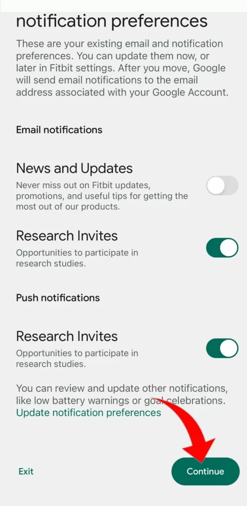 Passos para transferir sua conta Fitbit para uma conta Google existente