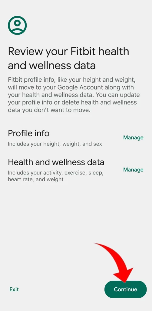 Passos para transferir sua conta Fitbit para uma conta Google existente