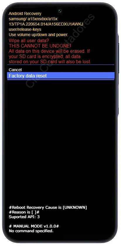 Como formatar o Samsung Galaxy A15 5G usando os botões?