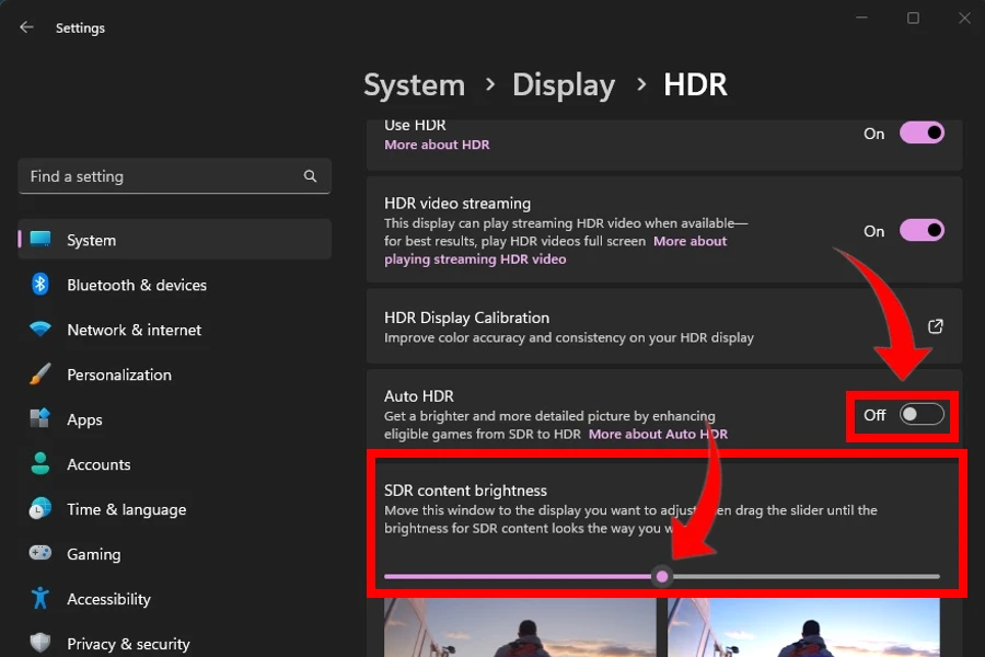 Ajustando as configurações de HDR
