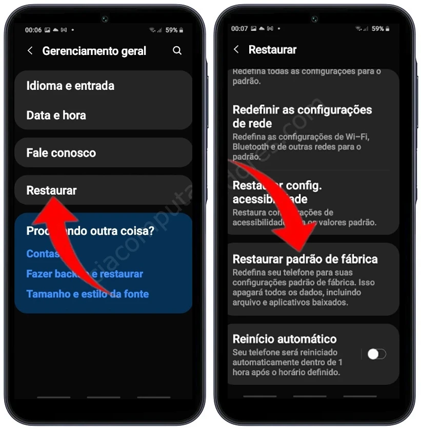 Como formatar o Samsung Galaxy A15 5G pelas configurações?