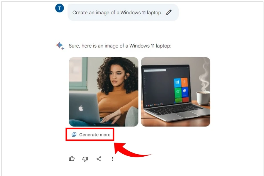 Opção gerar mais imagens no Google Gemini