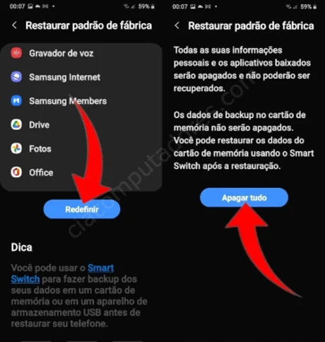 Como formatar o Samsung Galaxy Tab S6 Lite 2024 através das Configurações?