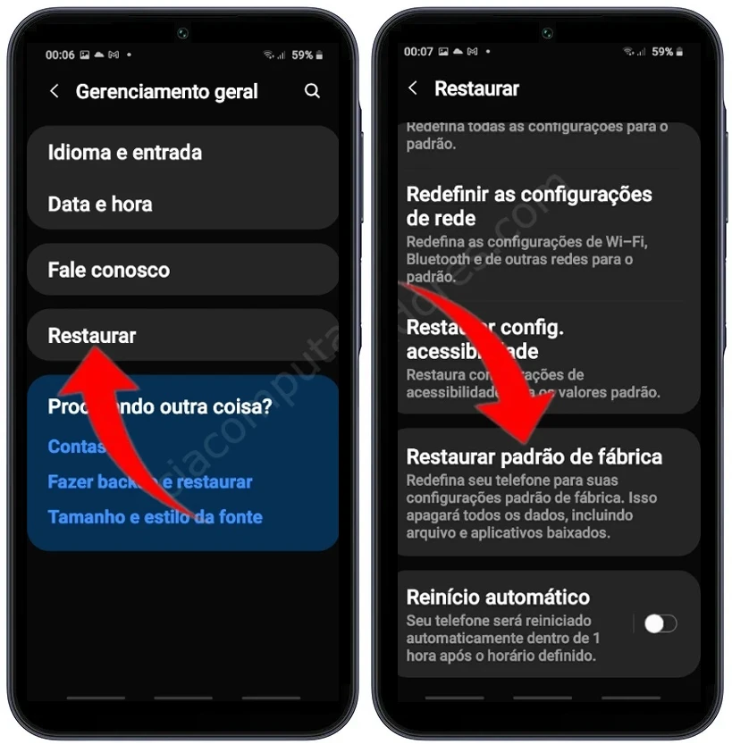 Como formatar o Samsung Galaxy M14 pelas configurações?