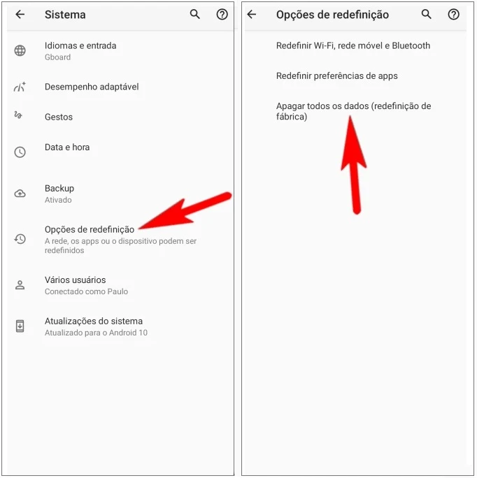 Como formatar o Motorola Moto Edge 40 Neo através das Configurações?