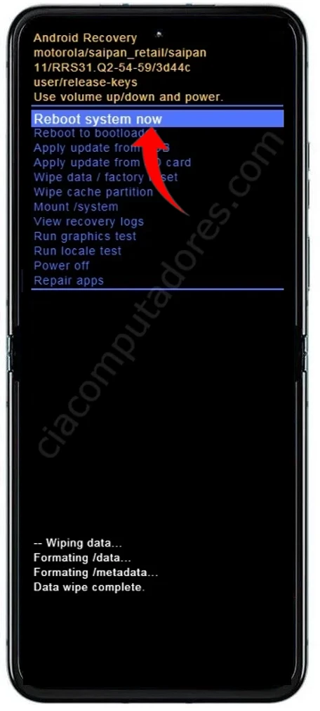 Passos para formatar o Motorola razr 50